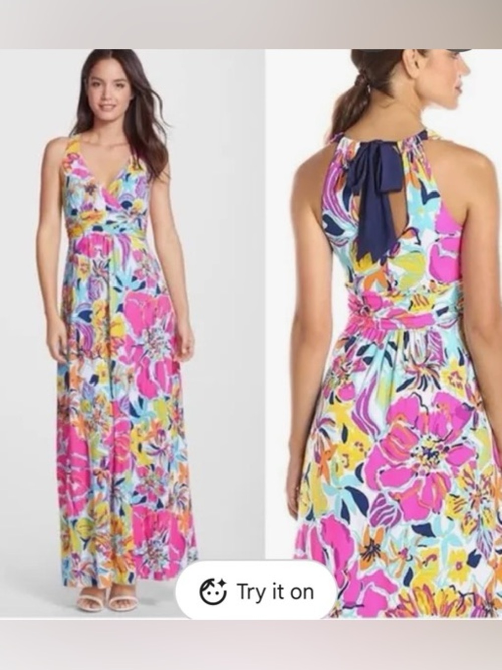 Lilly Pulitzer Women’s Amada Halter Maxi Dress Size M Multicolor Besame Mucho